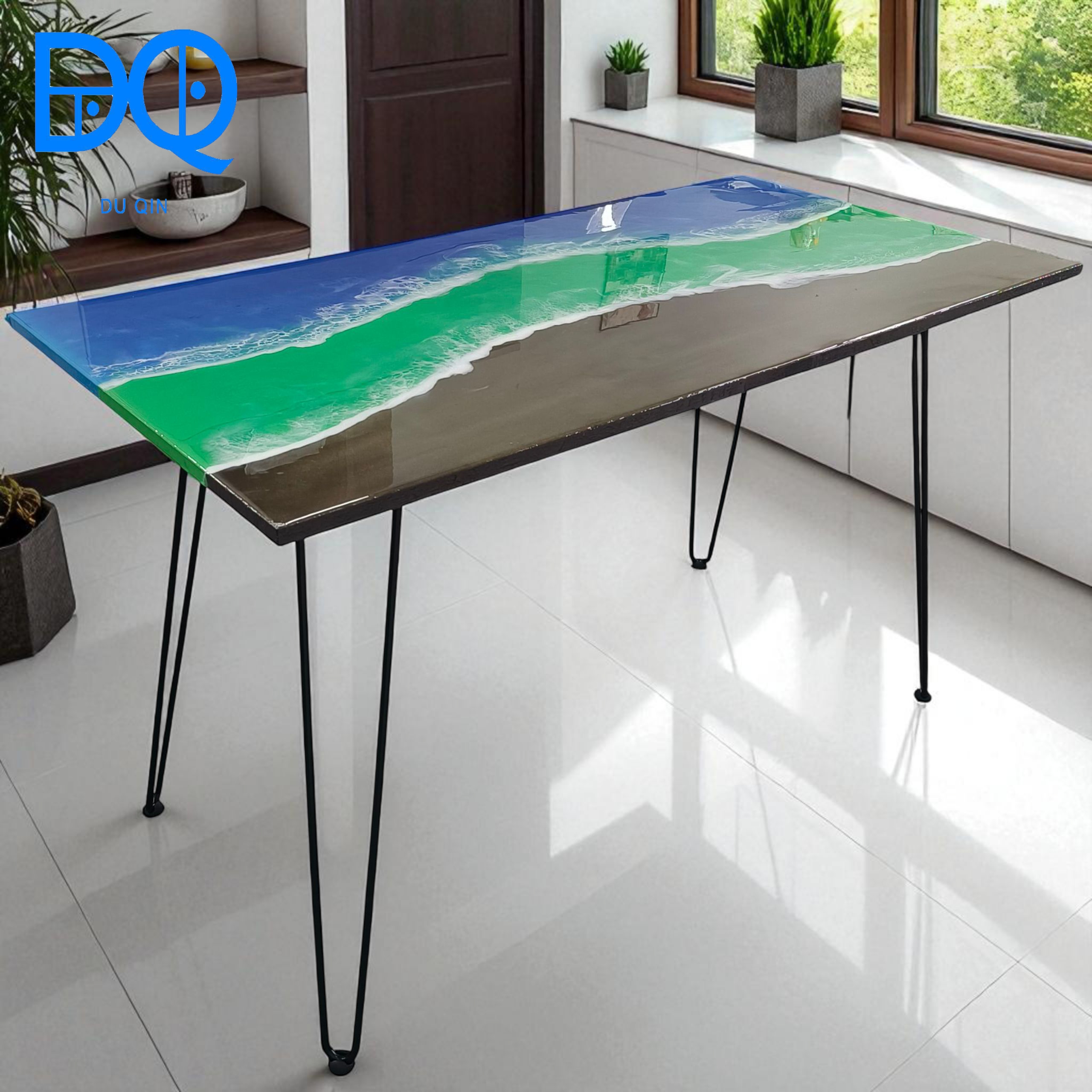 Du Qin Epoxy Study Table Ocean Wave